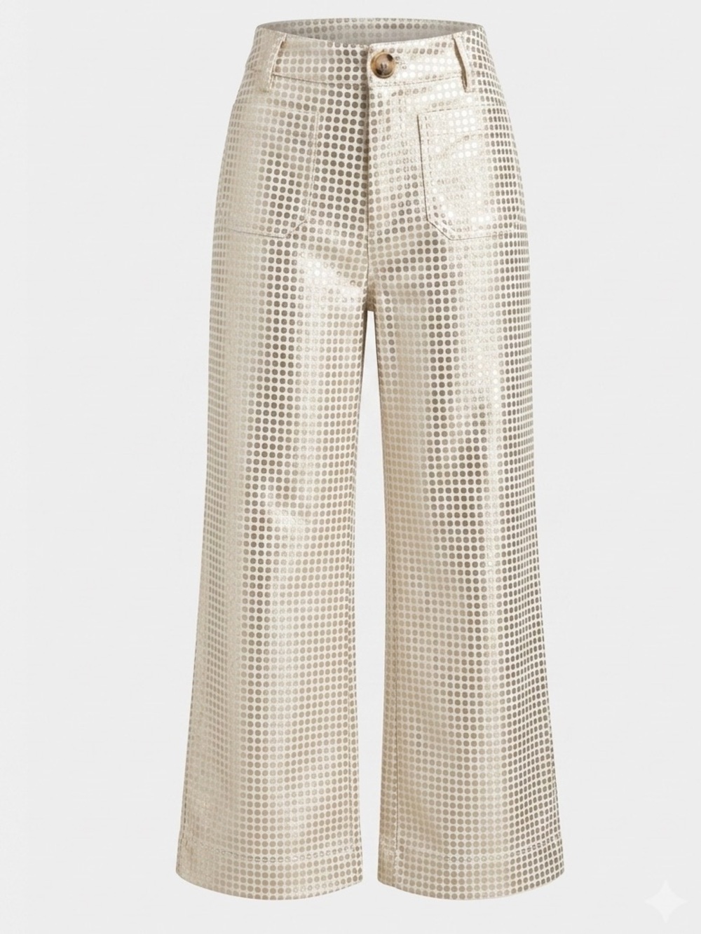 Maeve Colette High-Rise Wide Leg Cropped Rose Gold Polka Dot Limited Edition - Picture 2 of 8